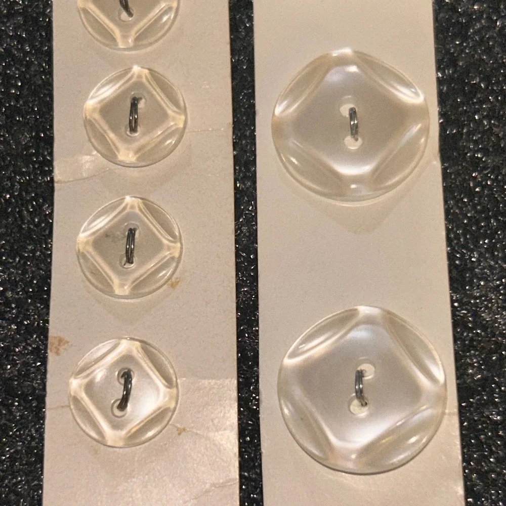 Vintage Button Basics Clear Iridescent Geometric Buttons‎ 12mm 19mm Lot of 7